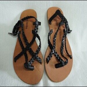 Zigi Soho Braided Sandals sz 6 Black & Brown VGUC